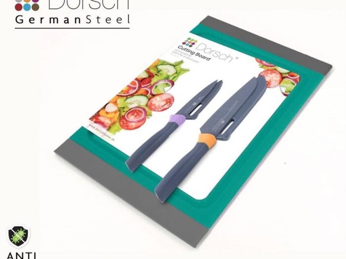 طقم سكين مطلي 5 إنس مع سكين 4 إنش مع لوح فرم سكين برتقالي وبنفسجي  - Dorsch