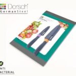 طقم سكين مطلي 5 إنس مع سكين 4 إنش مع لوح فرم سكين برتقالي وبنفسجي  - Dorsch