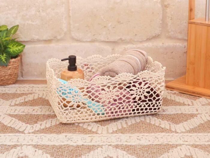 سلة بشاكير كروشيه مستطيلة