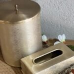 طقم سلة مع بكيت محارم موشح ذهبي