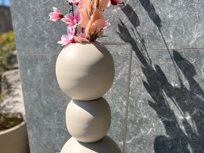 فازة تنك 3 طابات رمادي مع يد