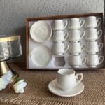 طقم فناجين قهوة 12\12 بورسلان أبيض