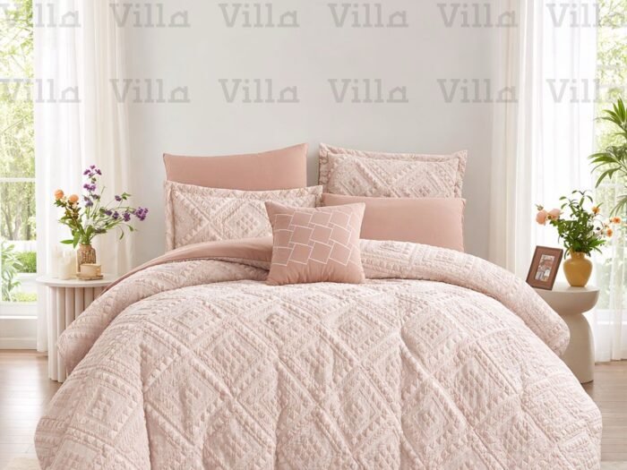 طقم لحاف كينج 7 قطع زهري  - Sail 01