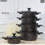 طقم طناجر 5 قطع مدور 20- 28 سم مع يد سيلكون