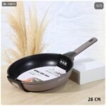 مقلى جرانيت Qina مدور 28 سم كابتشينو مع يد سيلكون