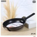 مقلى جرانيت Qina مدور 28 سم أسود مع يد سيلكون