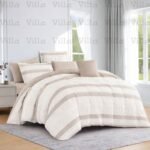 طقم لحاف كينج 7 قطع أبيض مع بيج - K-Zen 02