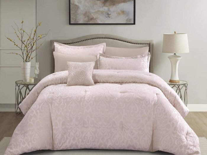 طقم لحاف كينج جاكار 7 قطع زهري - Maximos