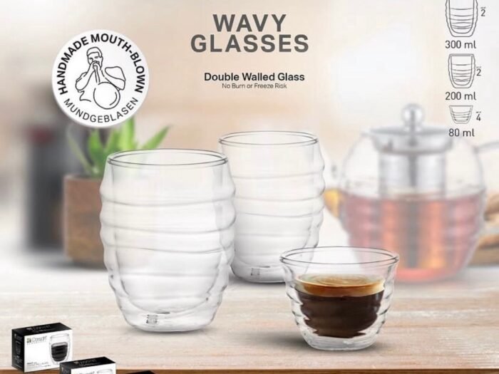 مجموعة كأس متموج من زجاج البوروسيليكت - Dorsch