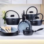 طقم طناجر 8 قطع لون أسود مغلفة بالسيراميك - Dorsch