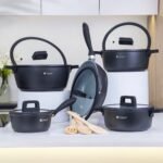 طقم طناجر 5 قطع لون أسود مغلفة بالسيراميك - Dorsch