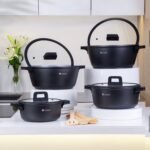 طقم طناجر 4 قطع لون أسود مغلفة بالسيراميك - Dorsch