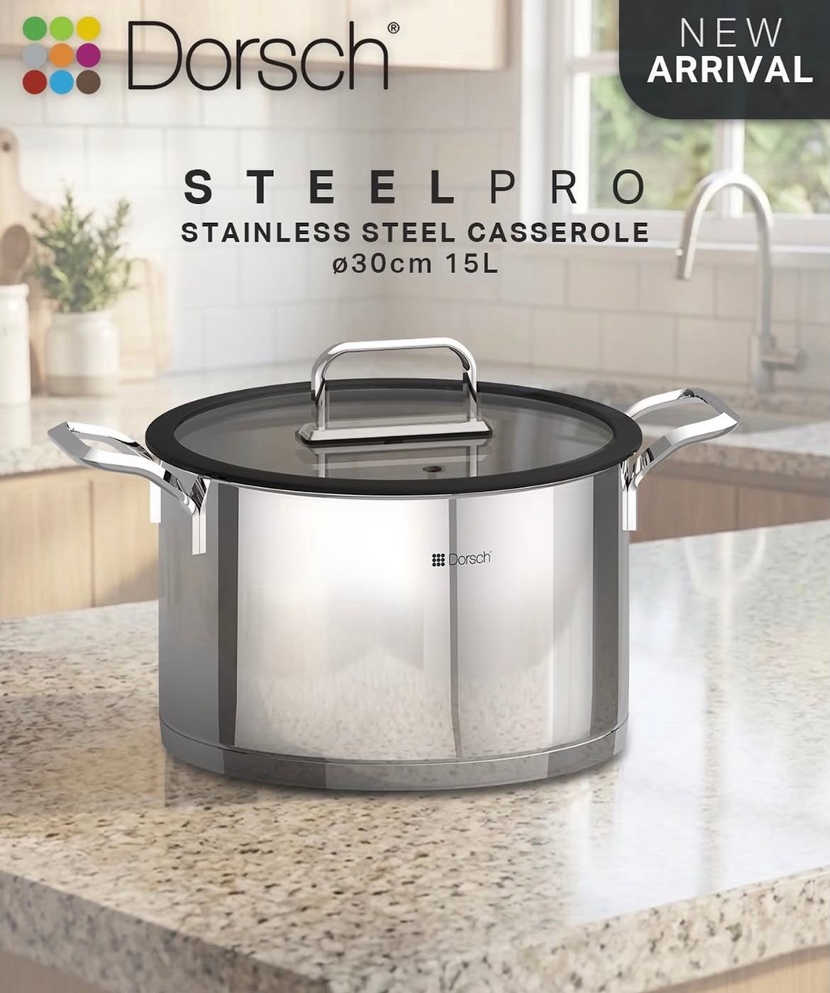 WhatsApp Image 2026-04-02 at 3.23.23 PM (1) طنجرة معدن ستانلس 28 سم - 11.3 لتر مقاوم للصدء 10\18 - Dorsch - الصورة 1