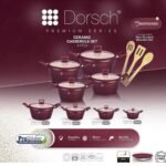 طقم طناجر 4 قطع لون خمري مغلفة بالسراميك - Dorsch