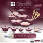 طقم طناجر 6 قطع لون خمري مغلفة بالسراميك - Dorsch