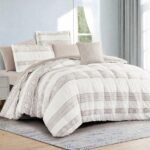 طقم لحاف كينج 7 قطع أبيض وموكا - K-Zen 01