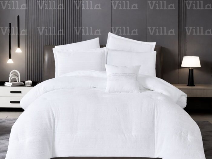 طقم لحاف مجوز قطن 7 قطع أبيض - LUNA