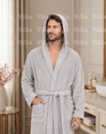 ⁦روب حمام قطن مع طاقيه - CROWN BLUS⁩ - الصورة ⁦2⁩